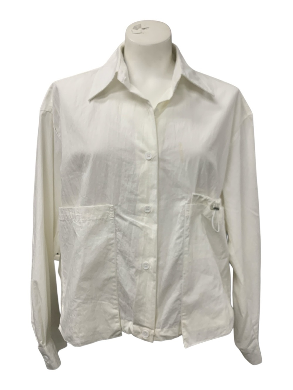 Women's White Button-Front Shirt Jacket